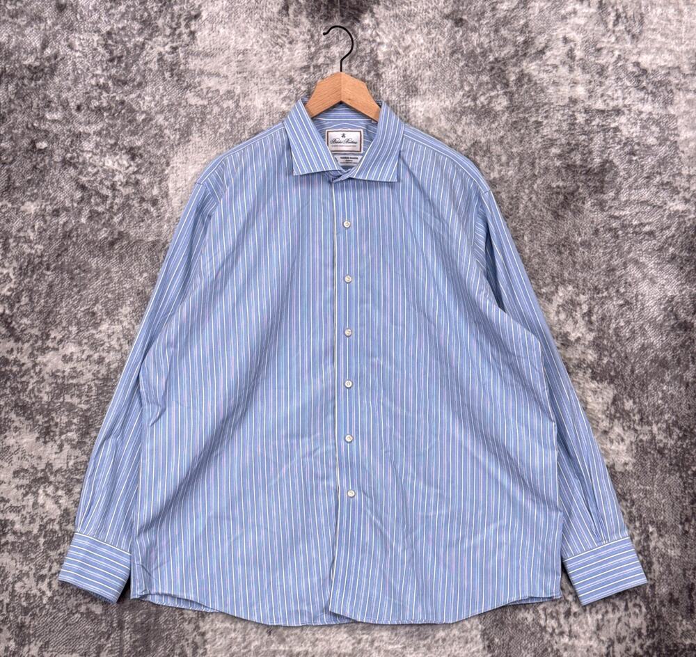 Brooks Brothers Regular Fit Dress Shirt 18 / 36 Mens Thomas Mason Superfine Blue